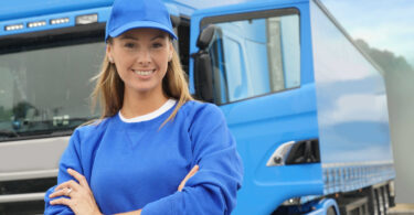 smiling truck driver woman